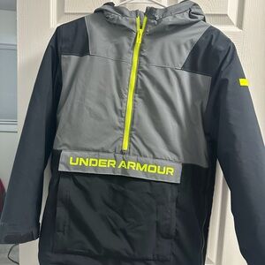 Youth Large Under Armour Gray and Black Hoodie with Neon Accents